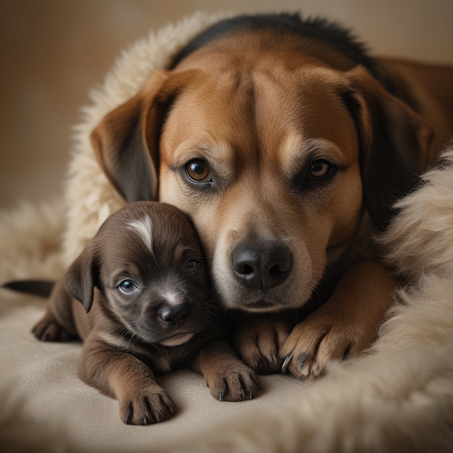 Newborn puppy with mother – first 24 hours of bonding and care