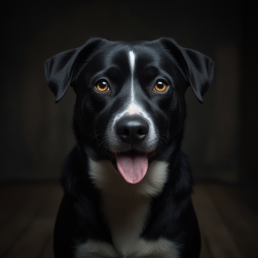 Black Pitbull in a dark room
